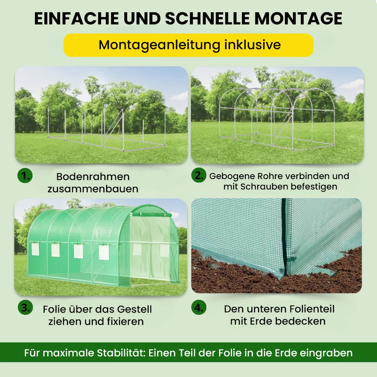 Foliengewächshaus 2.5×4×2 m