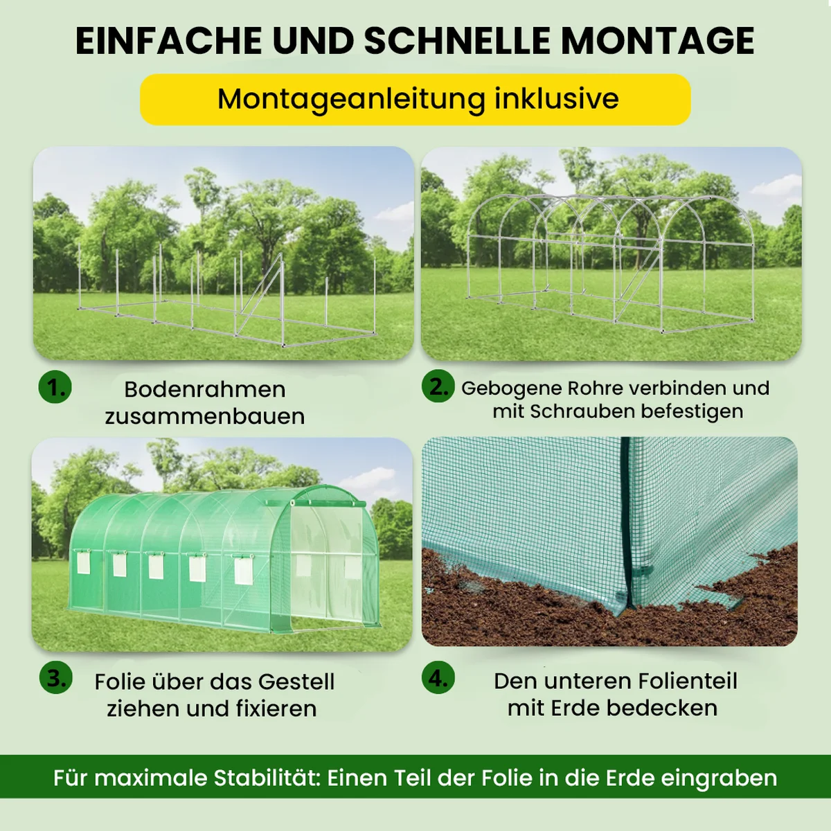 Foliengewächshaus 2.5×5×2 m