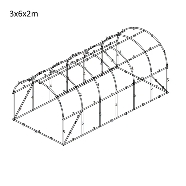 Foliengewächshaus 3×6×2 m