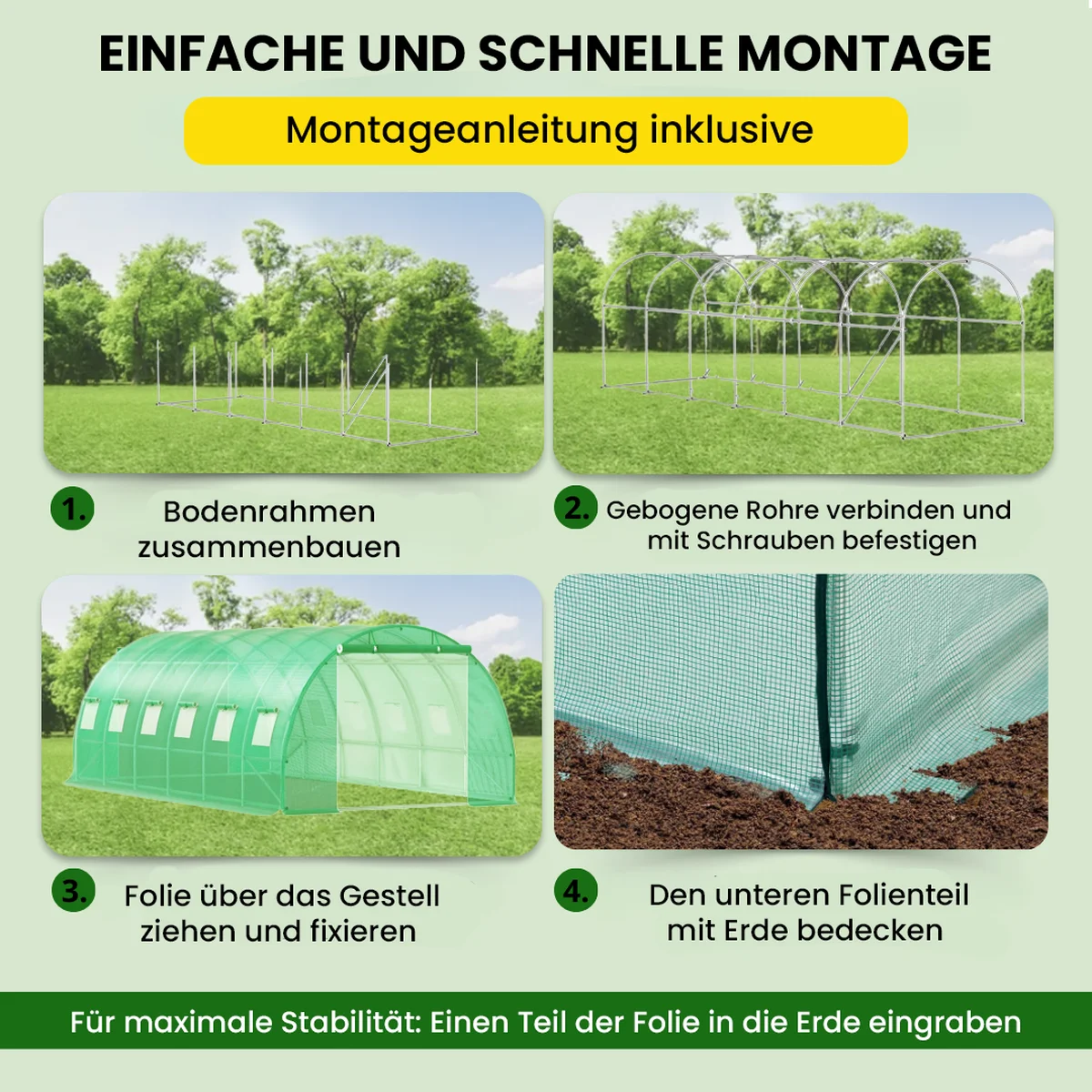 Foliengewächshaus 3×6×2 m