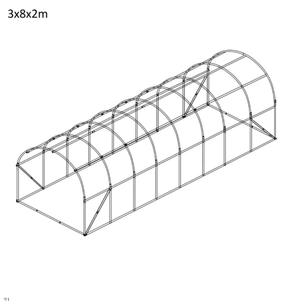 Foliengewächshaus 3×8×2 m