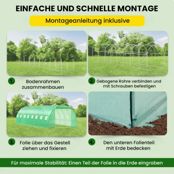 Foliengewächshaus 3×8×2 m