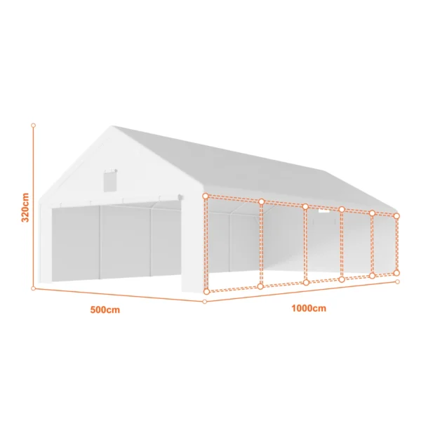 Garagenzelt 5×10 m