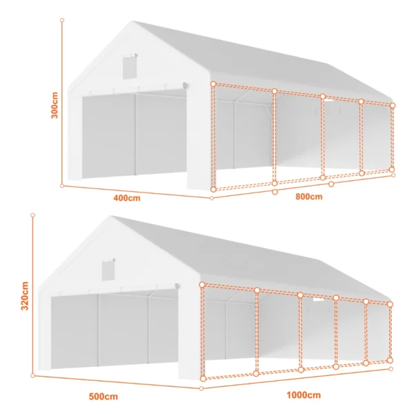 Garagenzelt 5×10 m