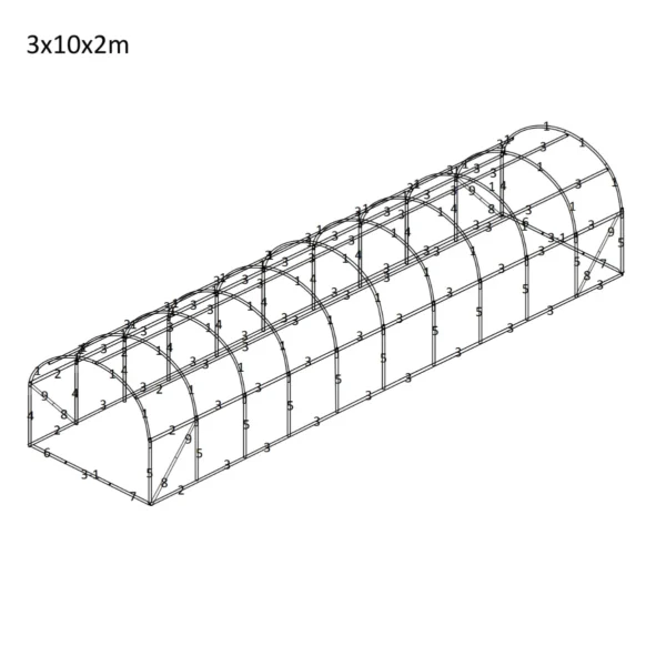 Foliengewächshaus 3×10×2 m