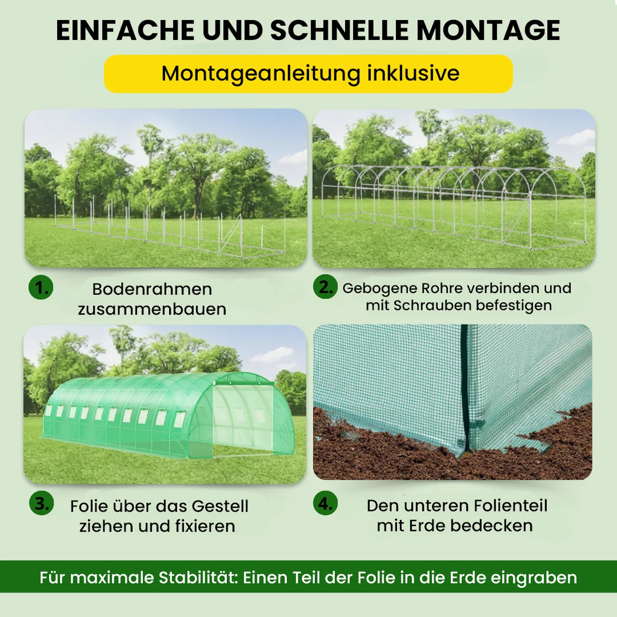 Foliengewächshaus 3×10×2 m