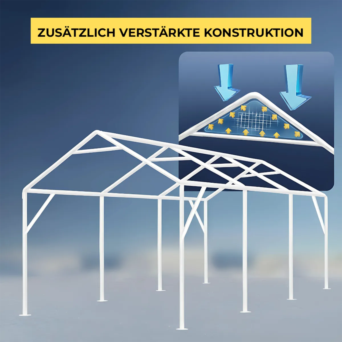 Garagenzelt – 38 mm Konstruktion + PE-Plane 280 g/m²