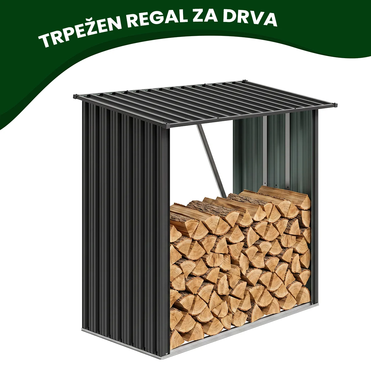 Metall-Brennholzunterstand Premium 89 × 163 × 154 cm (1,5 m²)