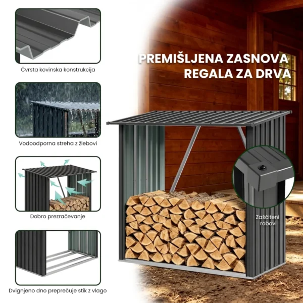 Metall-Brennholzunterstand Premium 89 × 163 × 154 cm (1,5 m²)