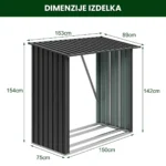 Metall-Brennholzunterstand Premium 89 × 163 × 154 cm (1,5 m²)