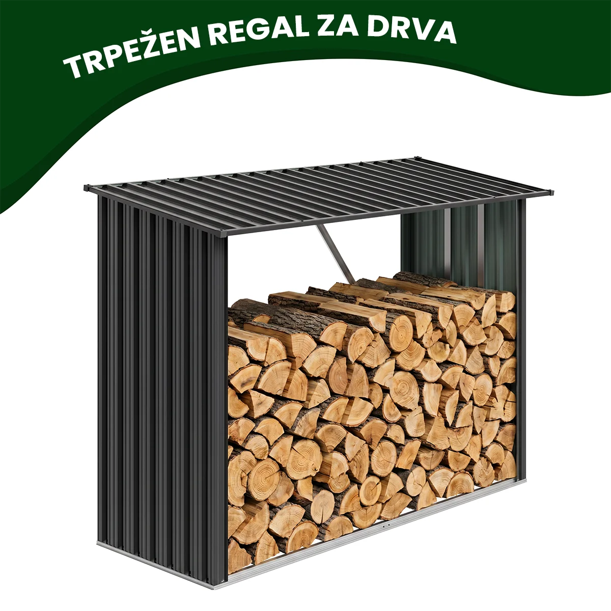 Metall-Brennholzunterstand Premium 84 × 217 × 154 cm (1,9 m²)