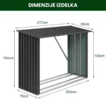 Metall-Brennholzunterstand Premium 84 × 217 × 154 cm (1,9 m²)