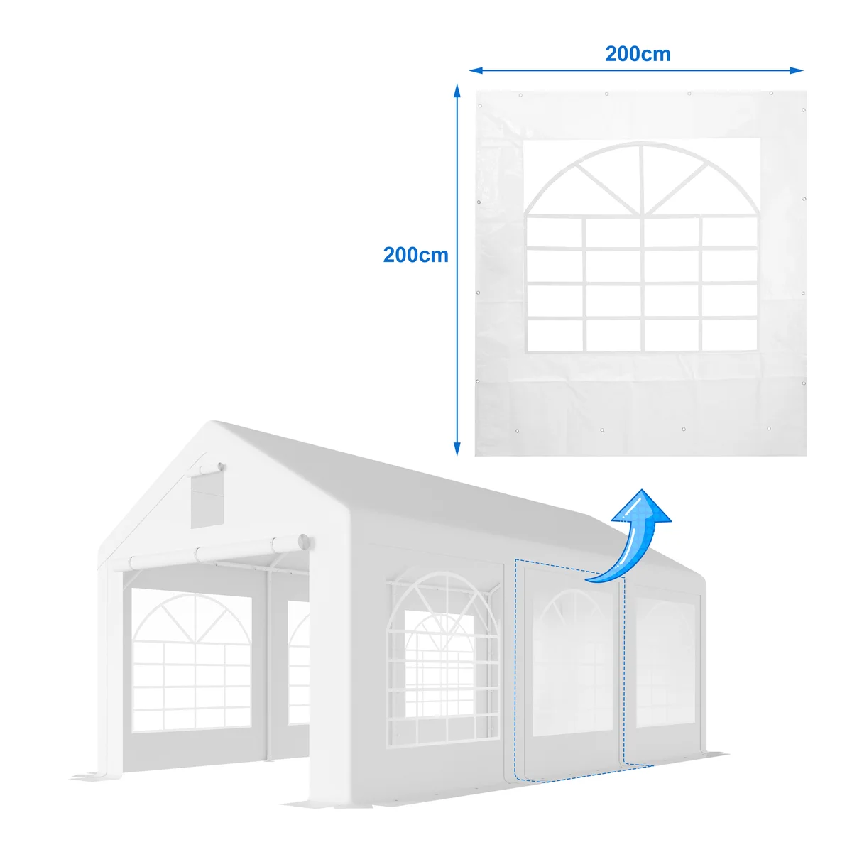 Originale Seitenwände mit Fenster für Premium-Garagenzelt – 2 Stück